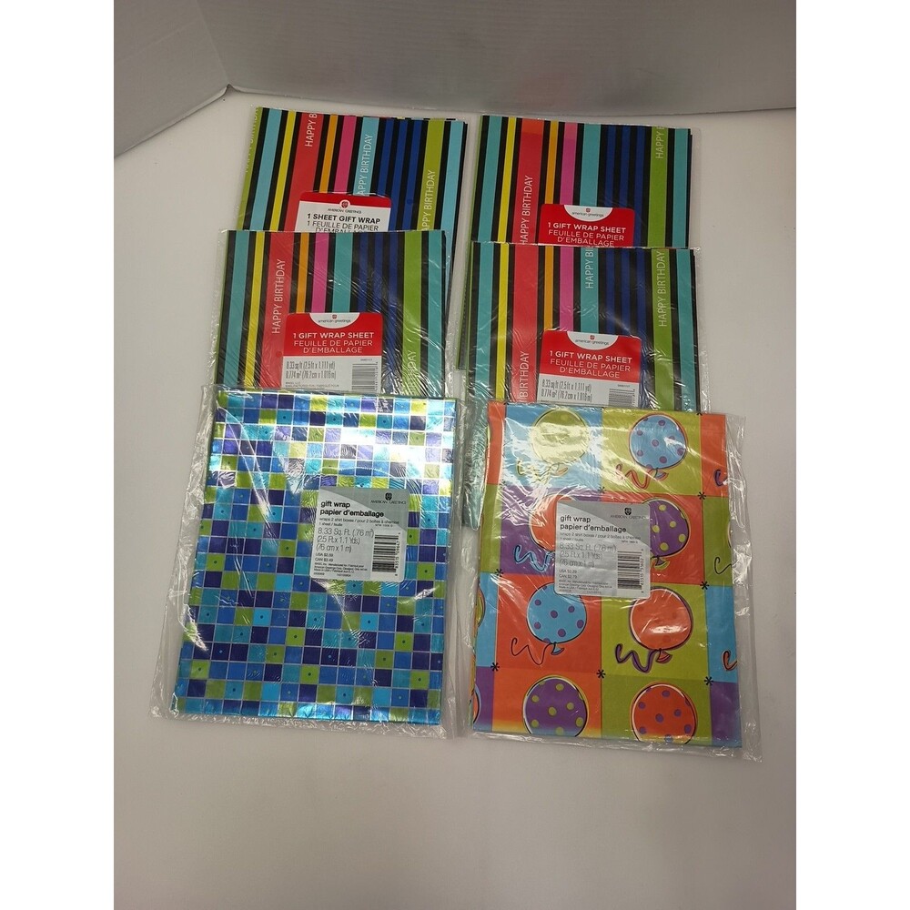 Wrapping Paper Sheets American Greetings 8.33 sq feet each Lot Of 6